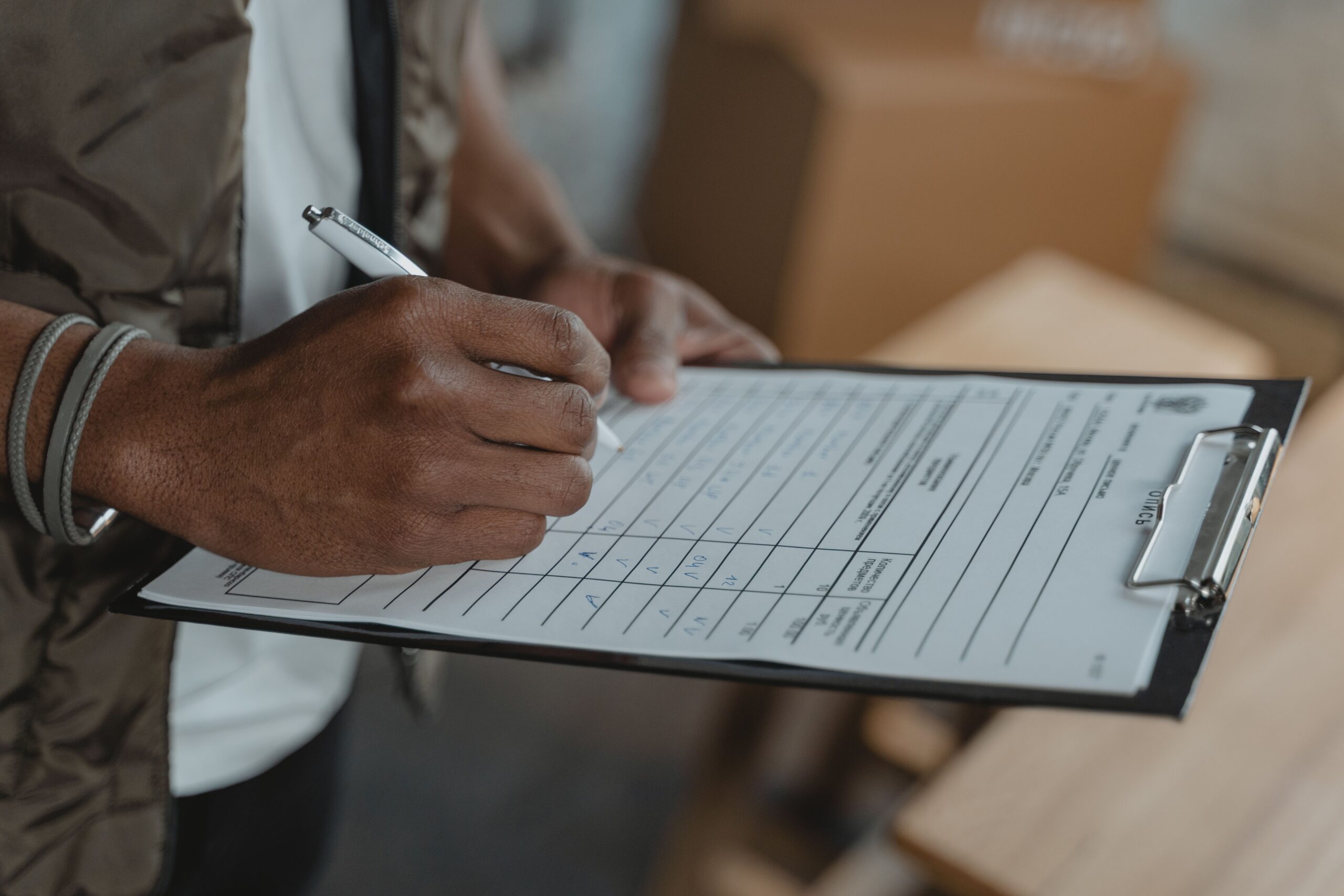 Checklist of documents including a license, card, and reservation confirmation